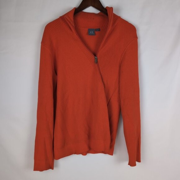 Armani Exchange Men's Red Pullover Sweater Knit Zipper Detail, Small - Picture 1 of 9